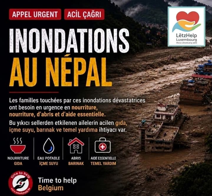 Poster for the urgent appeal opened for the floods in Nepal